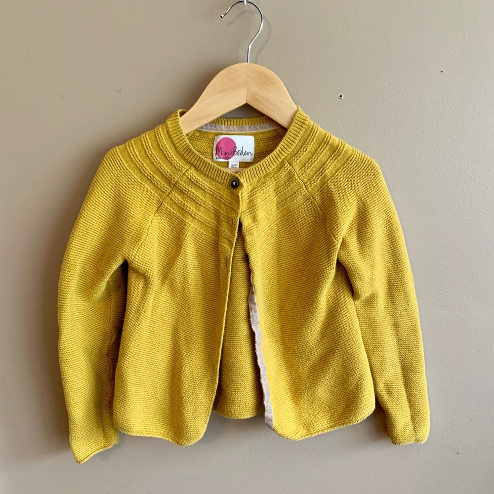 Girls Mini Boden Mustard Cardigan